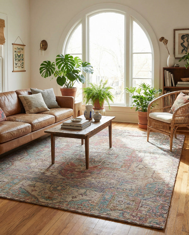 Savannah Threads Collection Area Rug -  Karoo Rectangle Antique Red and Blue  lifestyle 13