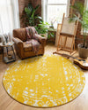 Brighton Stripes Collection Area Rug - Sussex (Yellow) Round Yellow  lifestyle 21