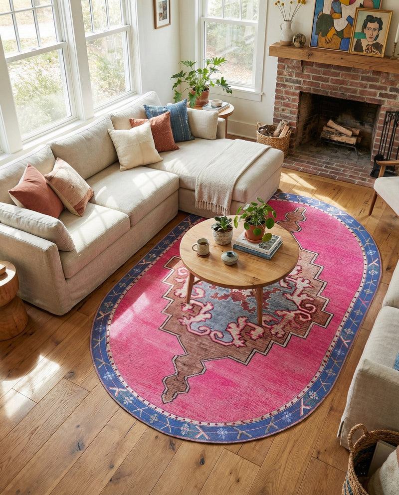 Heritage Elegance Collection Area Rug -  Winterthur (Fuchsia) Oval Fuchsia  lifestyle 67