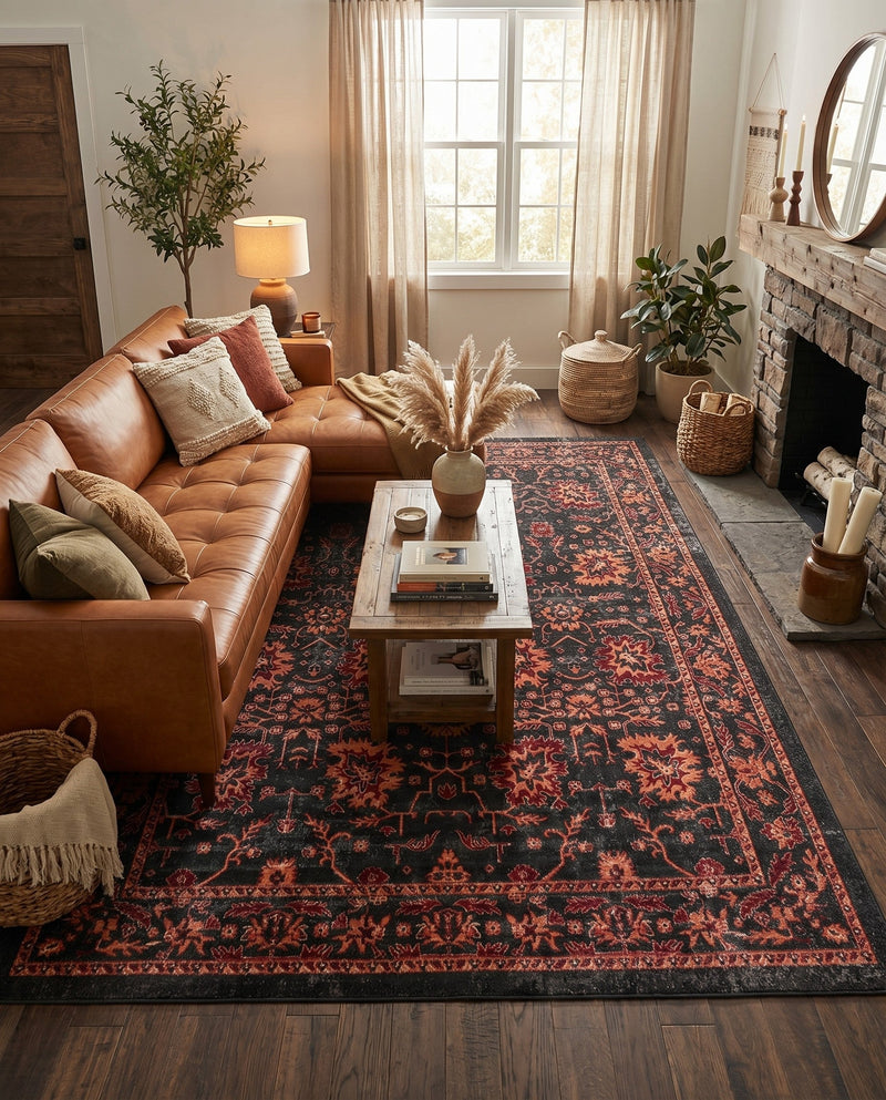 Geneva Terrace Collection Area Rug -  Lausanne Rectangle Black  lifestyle 46