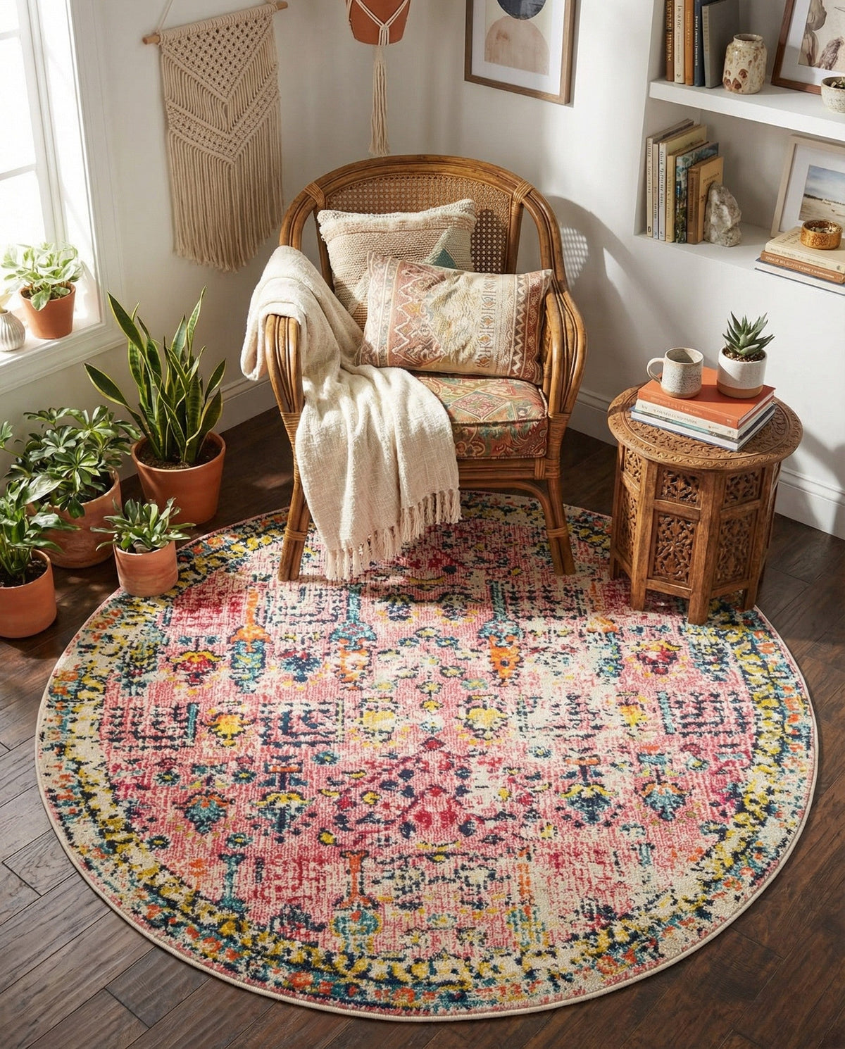 Sierra Collection Area Rug -  Shasta Round Pink  lifestyle 138