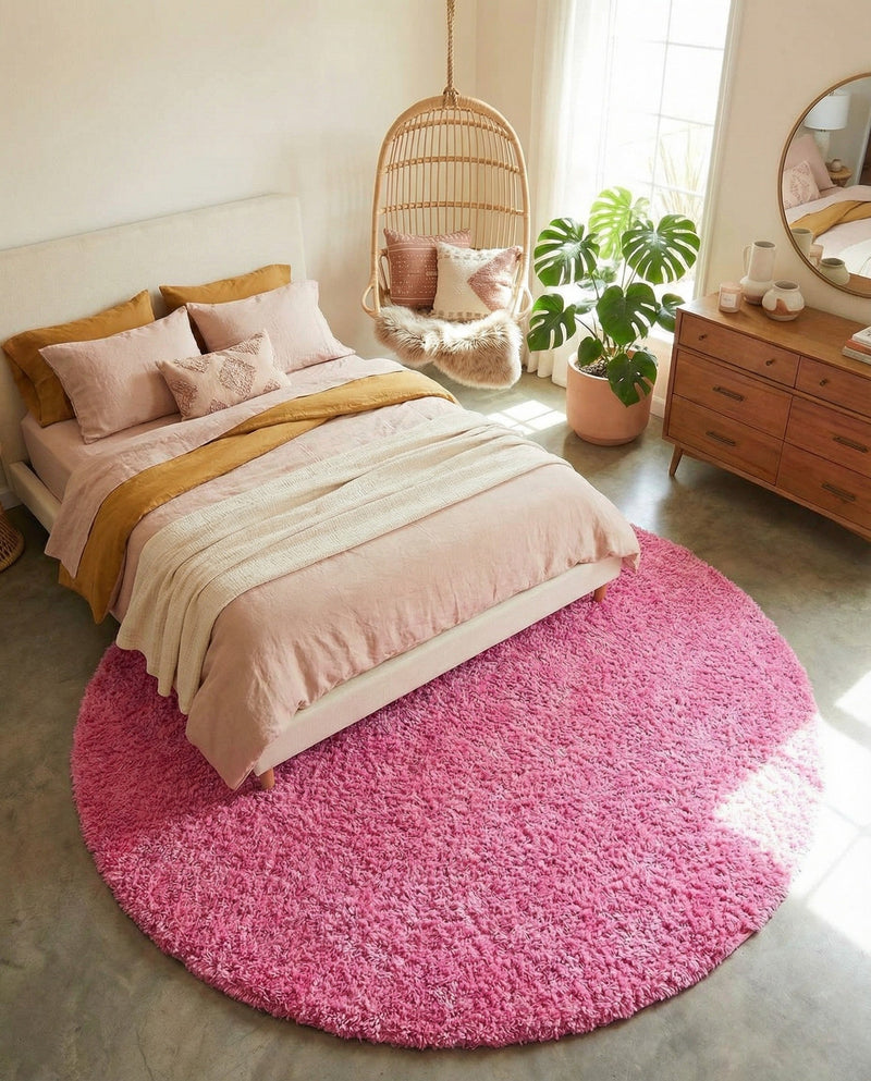 Plush Oasis Collection Area Rug - Serenity (Taffy Pink) Round Taffy Pink  lifestyle 85