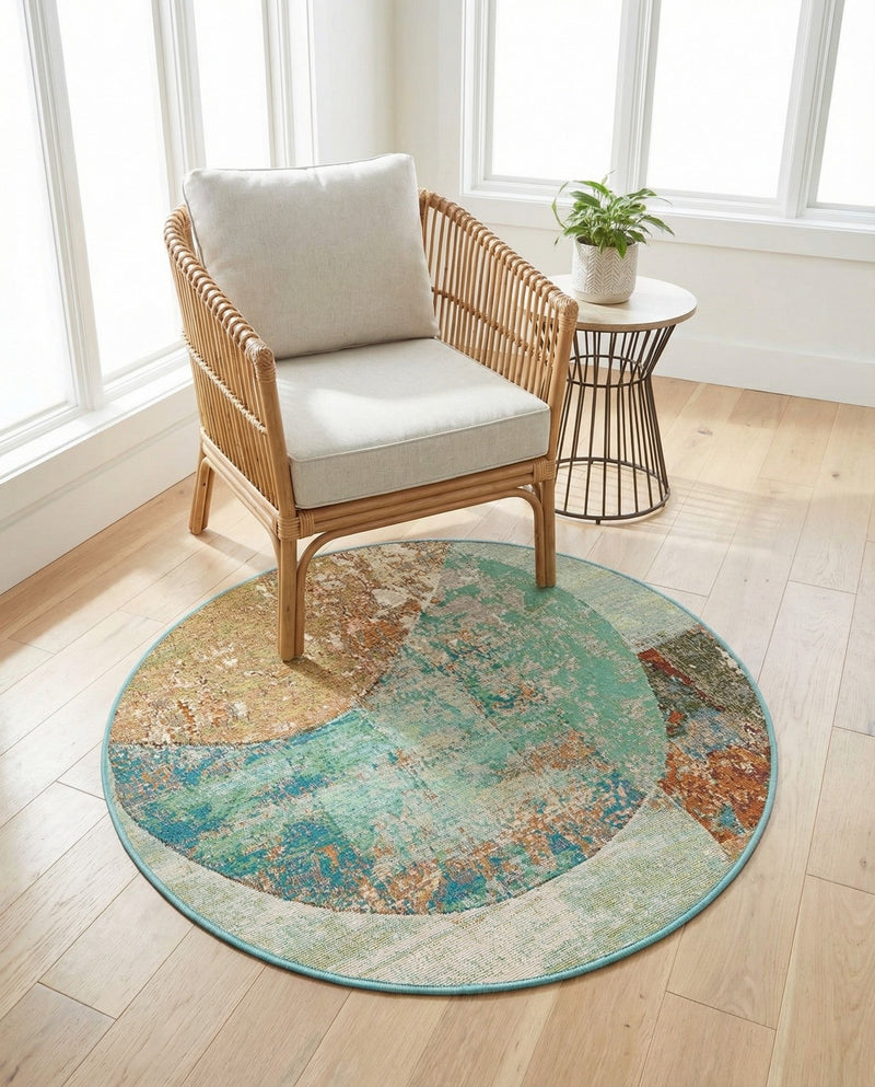 Urban Terrace Collection Area Rug -  Portico Round Multi  lifestyle 54