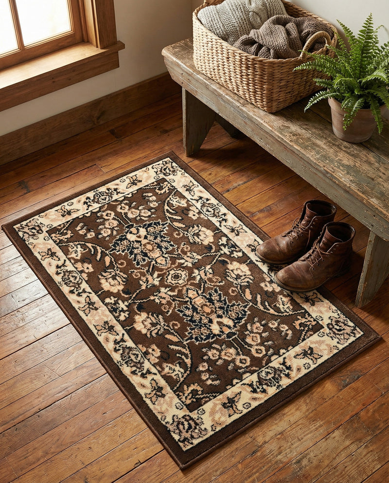 Isfahan Elegance Collection Area Rug - Naghsh-e Jahan (Brown) Rectangle Brown  lifestyle 12