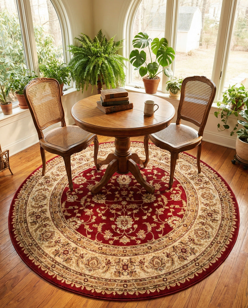 Jaipur Elegance Collection Area Rug -  Nahargarh (Red) Round Red  lifestyle 54