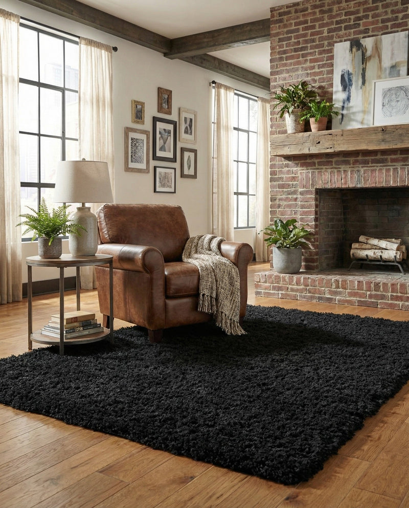 Eternal Plush Oasis Collection Area Rug -  Tranquility (Onyx Black) Rectangle Onyx Black  lifestyle 28