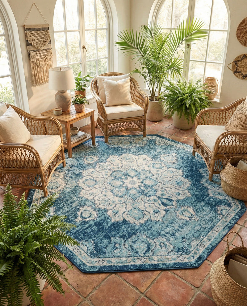 Beverly Grove Collection Area Rug - Melrose (Navy Blue) Octagon Navy Blue  lifestyle 76