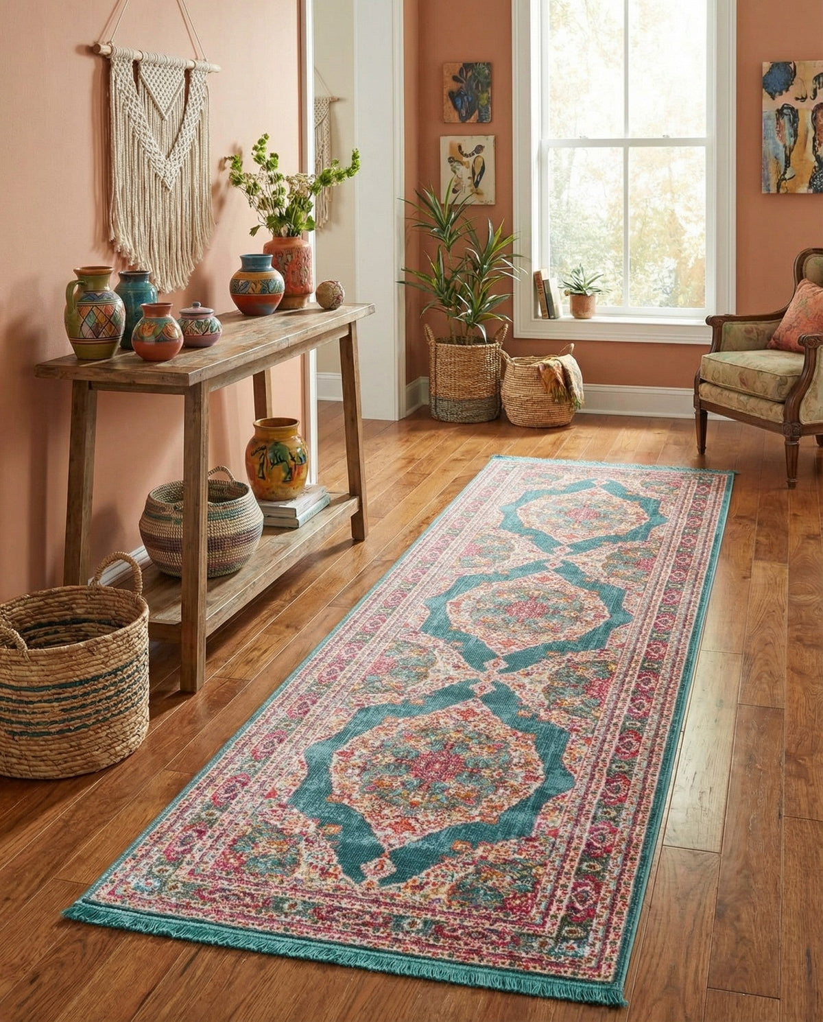 Caribbean Breeze Collection Area Rug -  Windward Runner Turquoise  lifestyle 154