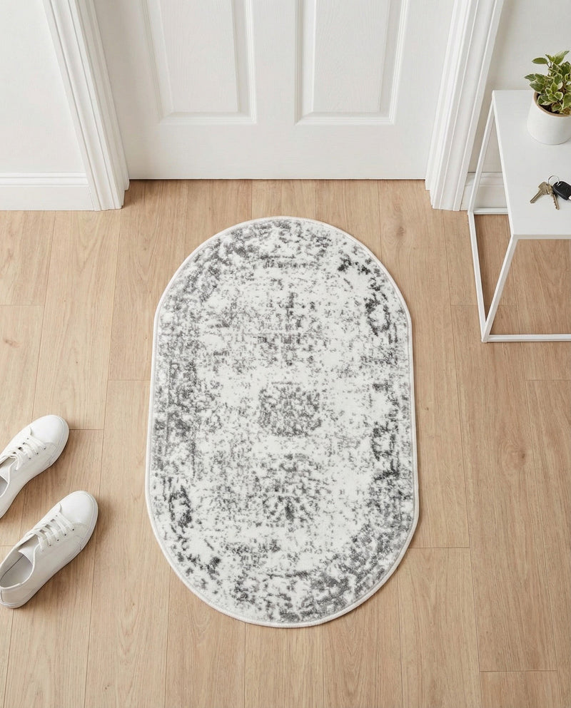 Riviera Elegance Collection Area Rug - Antibes (Gray) Oval Gray  lifestyle 60