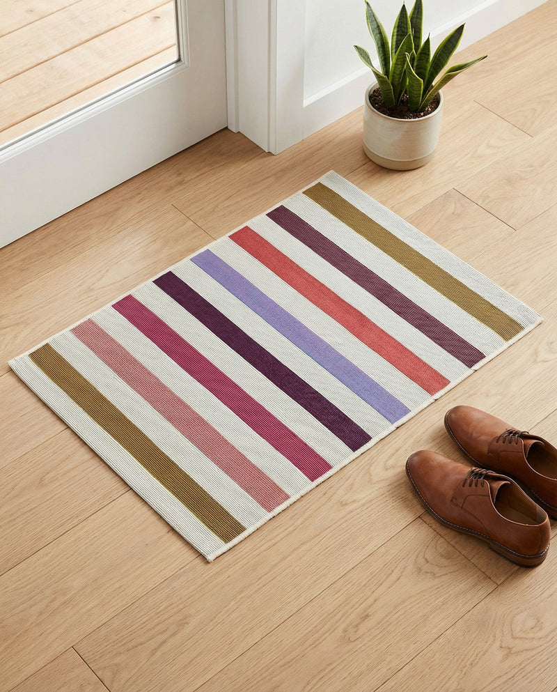 Seaside Stripes Collection Area Rug - Azul Rectangle White  lifestyle 7