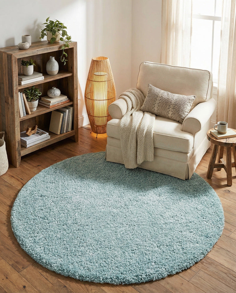 Alpine Plush Collection Area Rug -  Cortina (Aqua) Round Aqua  lifestyle 70