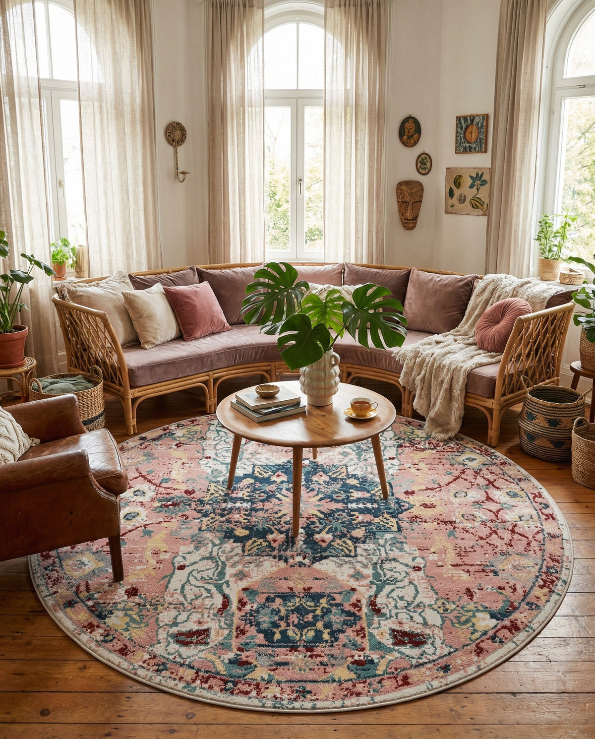 Savannah Elegance Collection Area Rug -  Azalea Round Pink  lifestyle 158