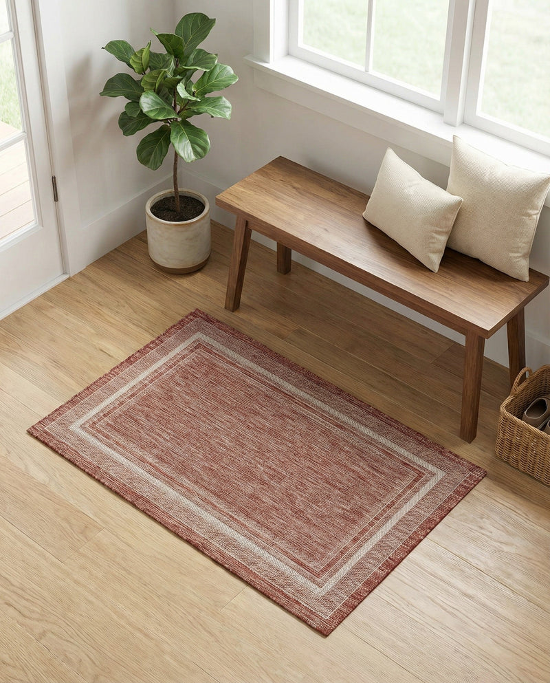 Terrace Fringe Collection Area Rug - Veranda (Rust Red) Rectangle Rust Red  lifestyle 39