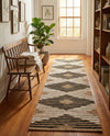 Osian Looms Collection Area Rug - Varanasi Runner Natural Black  lifestyle 38