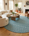 Savannah Pergola Collection Area Rug -  Pergola (Teal) Round Teal  lifestyle 70