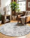 Riviera Elegance Collection Area Rug - Antibes (Gray) Round Gray  lifestyle 51