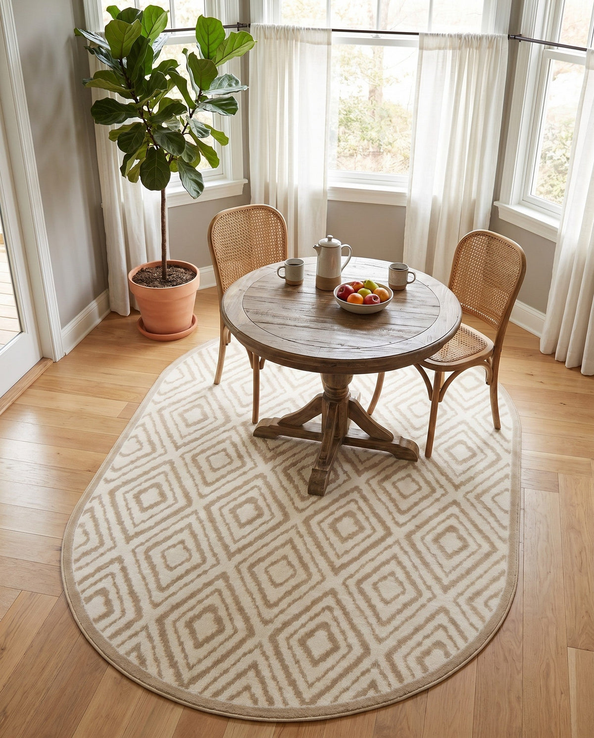 Sanctuary Retreat Collection Area Rug -  Oasis Oval Snow White  lifestyle 123