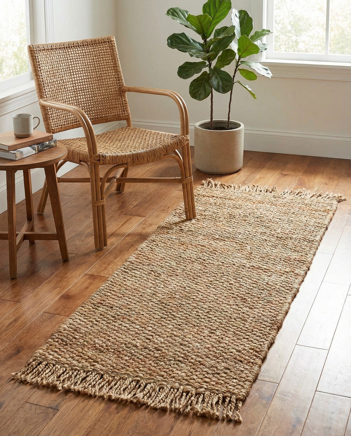 Savannah Jute Collection Area Rug - Seashore Runner Natural  lifestyle 164