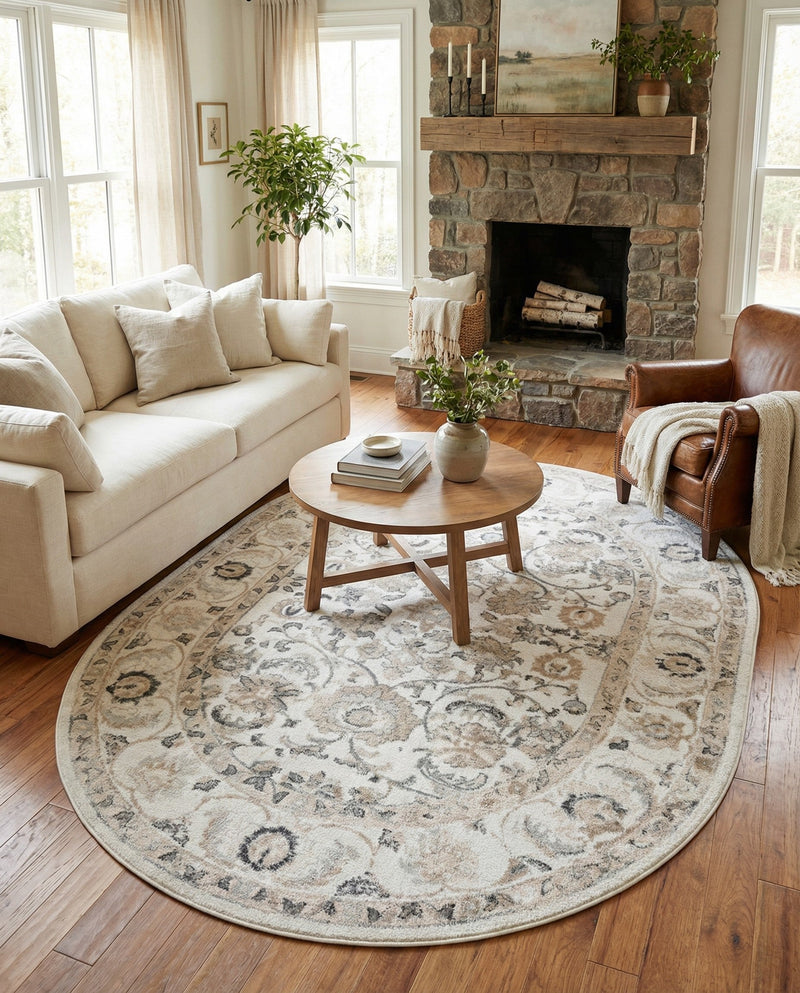 Adriana Terrace Collection Area Rug -  Positano (Ivory) Oval Ivory  lifestyle 45