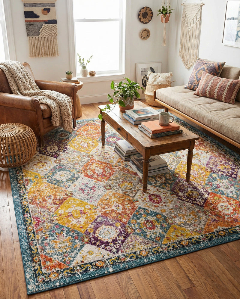 Brighton Terrace Collection Area Rug -  Rottingdean (Multi) Square Multi  lifestyle 66