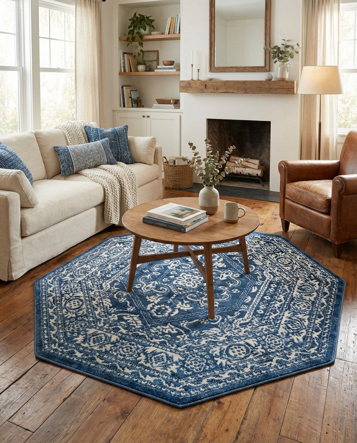 Charleston Elegance Collection Area Rug - Harborview Octagon Blue  lifestyle 189
