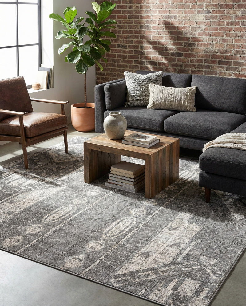 Cascade Range Collection Area Rug - Hood (Gray) Rectangle Gray  lifestyle 25