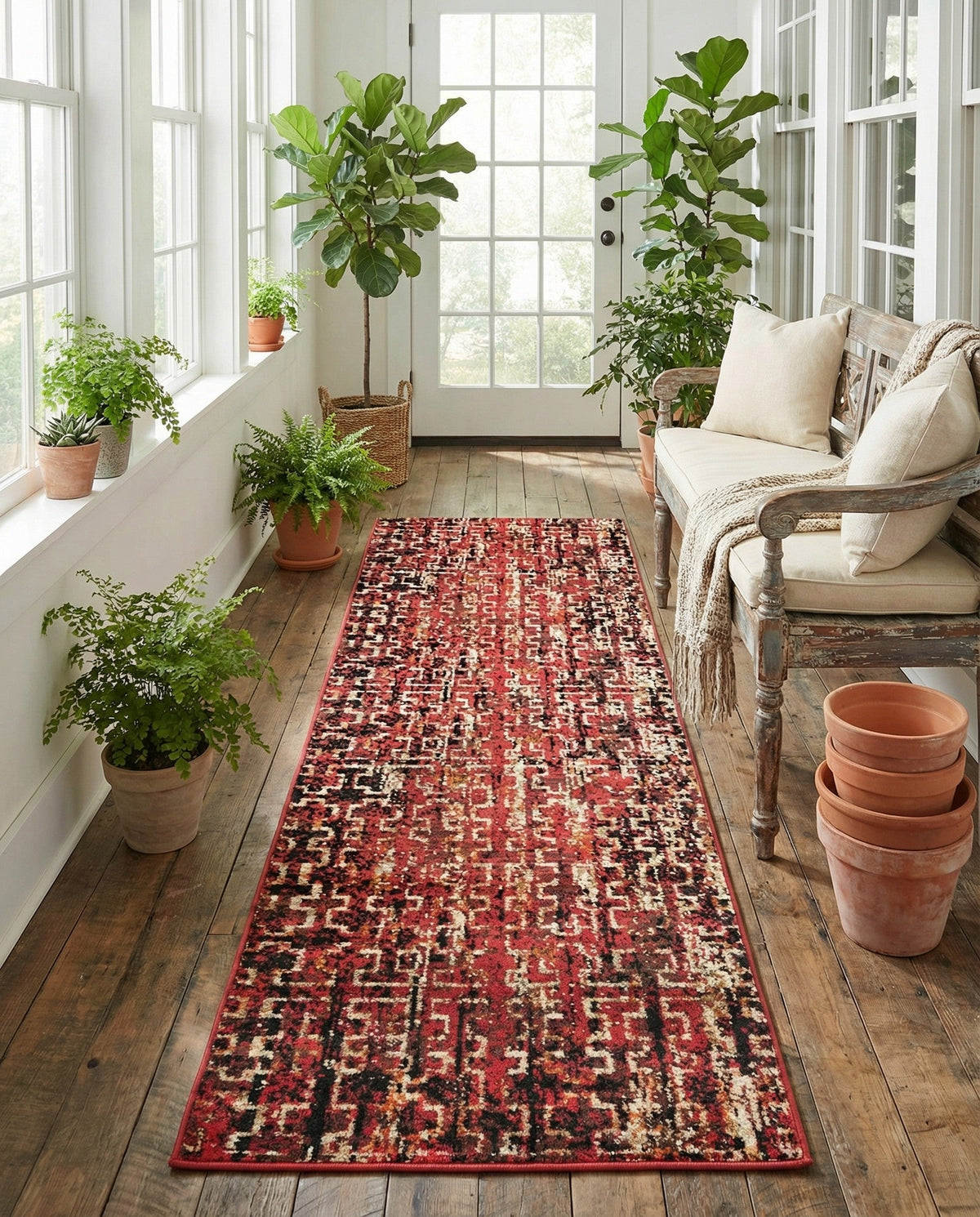 Neptune Elegance Collection Area Rug -  Proteus Runner Burgundy  lifestyle 134