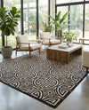 Savannah Threads Collection Area Rug -  Thar Rectangle Black and Ivory  lifestyle 45