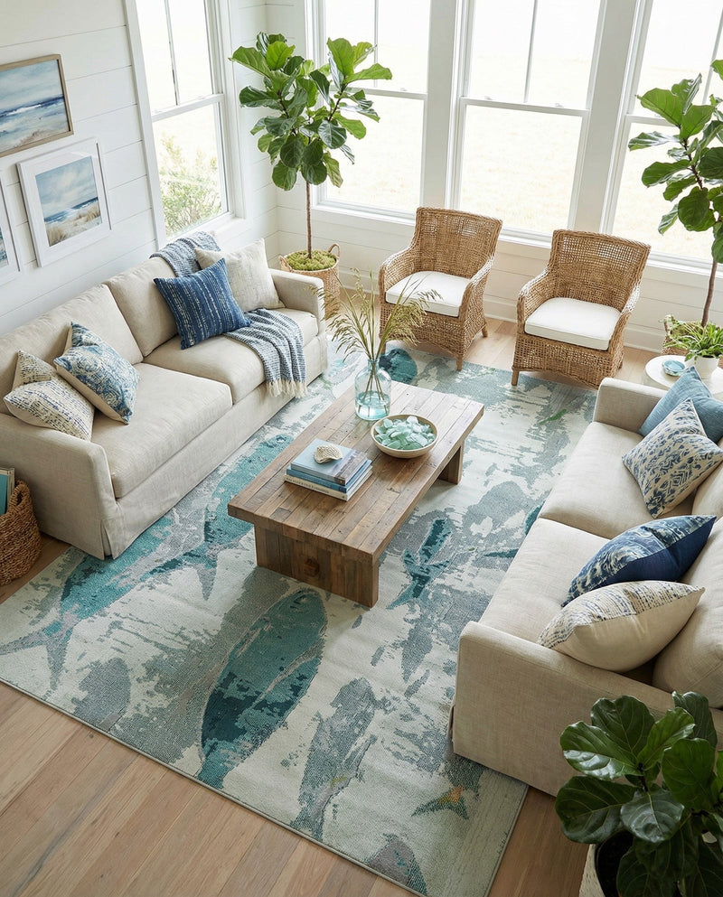 Sorrento Shores Collection Area Rug -  Praiano Rectangle Light Blue  lifestyle 5