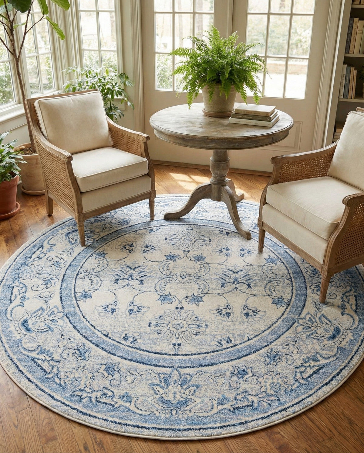 Horizon Collection Area Rug -  Meridian Round Ivory Blue  lifestyle 98