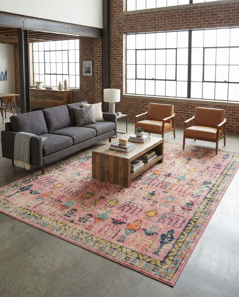 Sierra Collection Area Rug -  Shasta Rectangle Pink  lifestyle 23