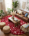 Berber Lattice Shag Collection Area Rug - Atlas (Burgundy Red) Oval Burgundy Red  lifestyle 70