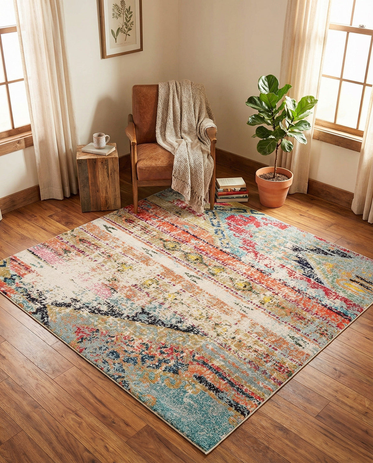 Sedona Vista Collection Area Rug -  Cholla Square Multi  lifestyle 131