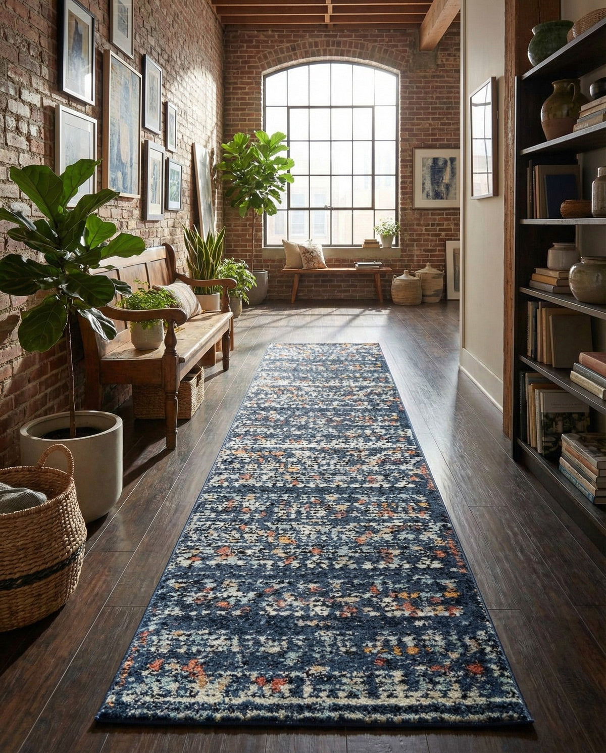 Tangier Treasures Collection Area Rug -  Marrakech Runner Navy Blue  lifestyle 98