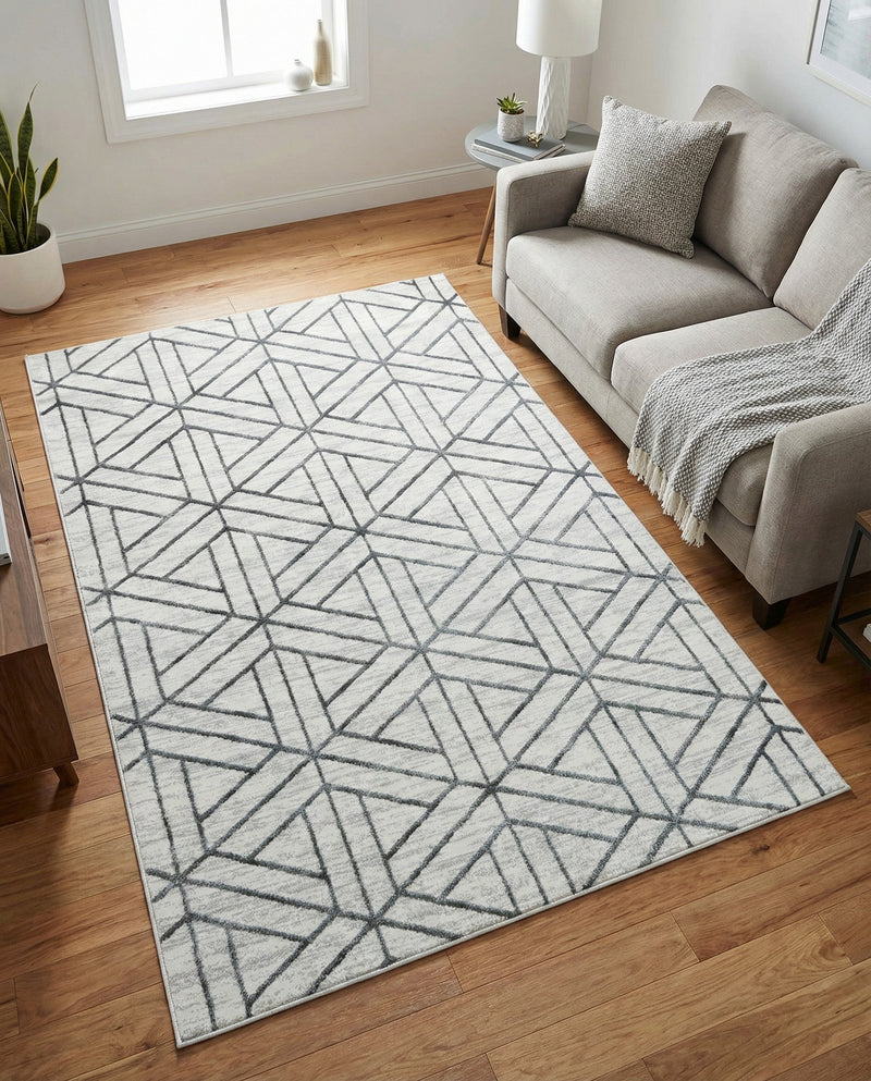 Garden Maze Retreat Collection Area Rug -  Topiarytrail Rectangle White  lifestyle 22