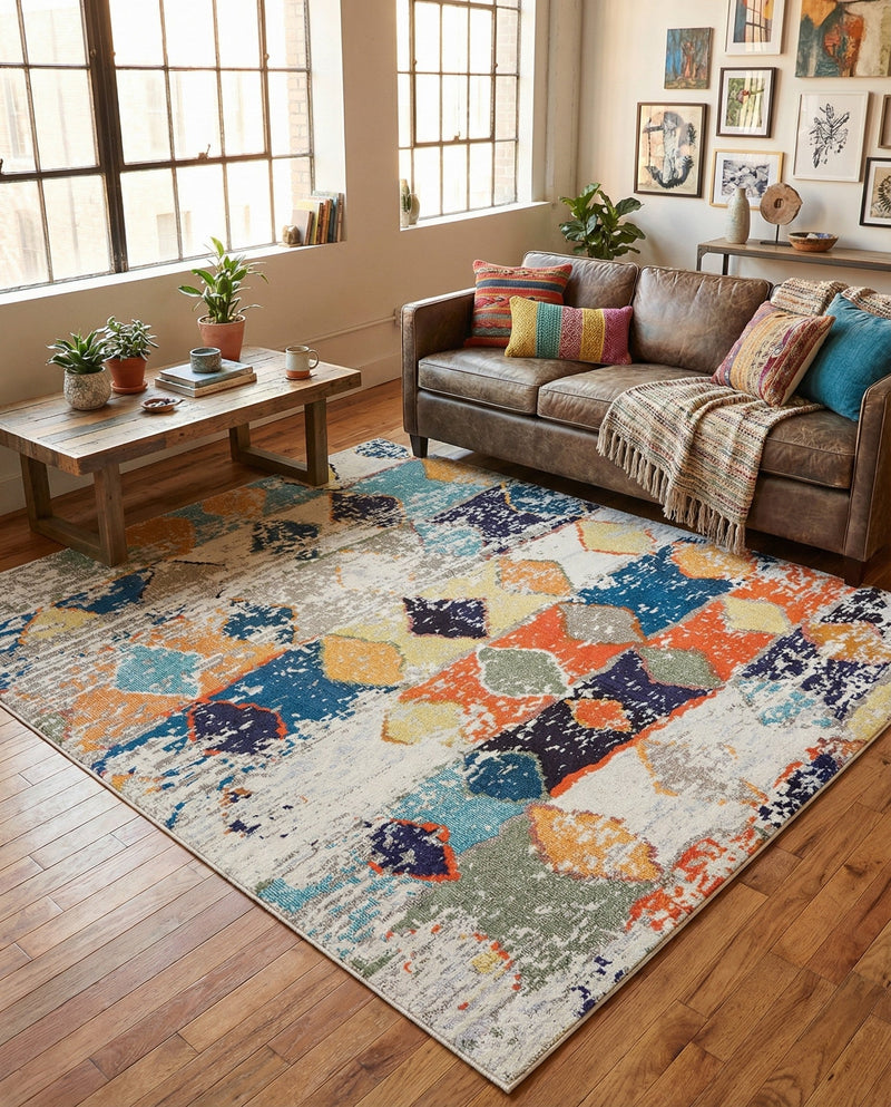 Colorburst Oasis Collection Area Rug -  Marina Square Ivory  lifestyle 35