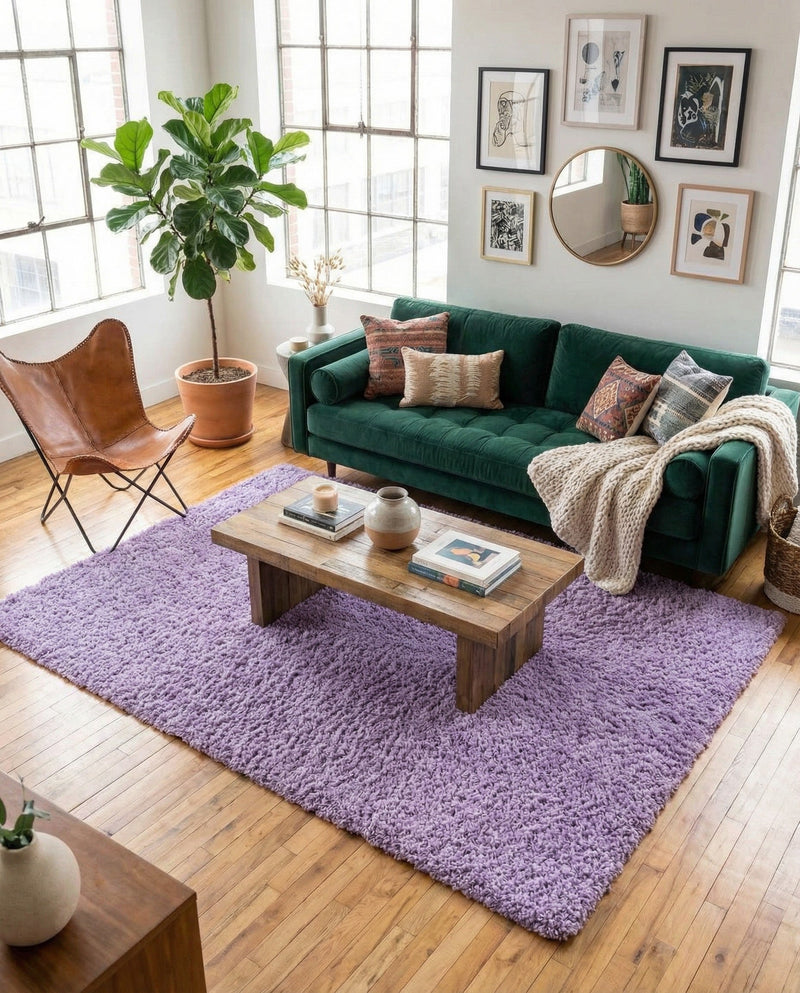 Plush Oasis Collection Area Rug - Serenity (Lilac) Rectangle Lilac  lifestyle 33