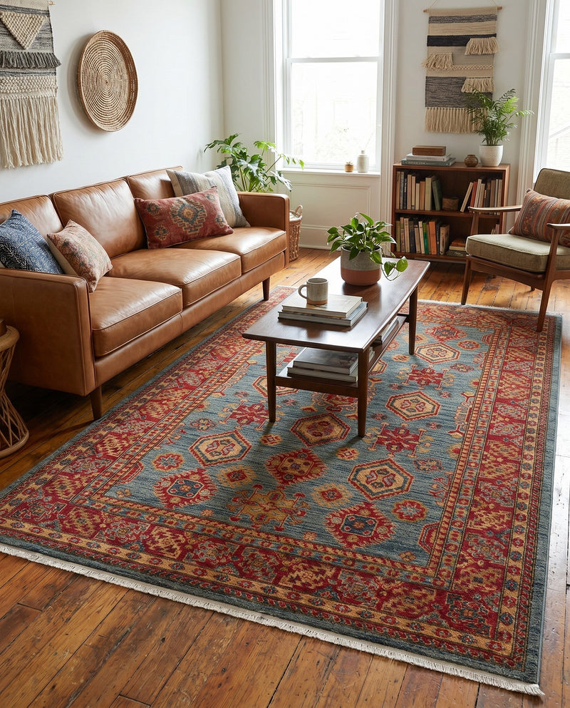 Persian Elegance Collection Area Rug -  Nain Rectangle Light Blue  lifestyle 13