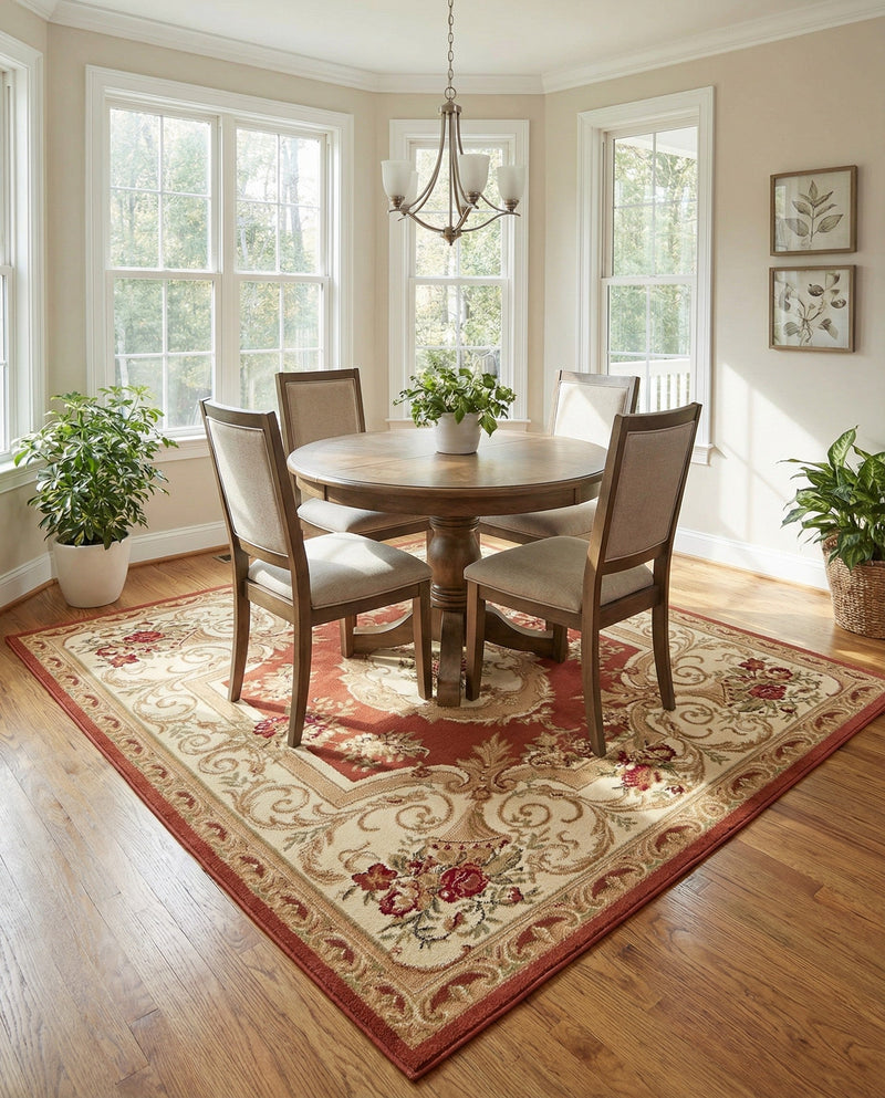 Versailles Elegance Collection Area Rug -  Louveciennes (Brick Red) Square Brick Red  lifestyle 66