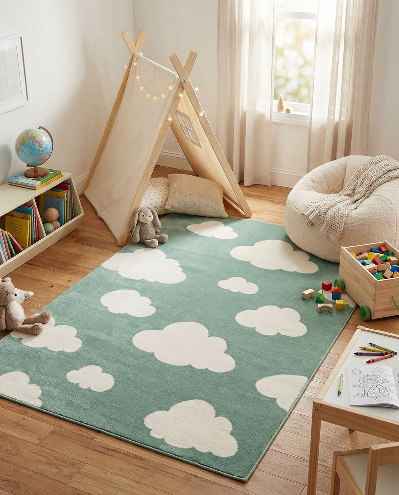 Wonder Tykes Collection Area Rug -  Dreamview Rectangle Soft Green  lifestyle 5