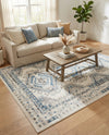 Savannah Elegance Collection Area Rug -  Tybee (Ivory Aqua) Rectangle Ivory Aqua  lifestyle 15