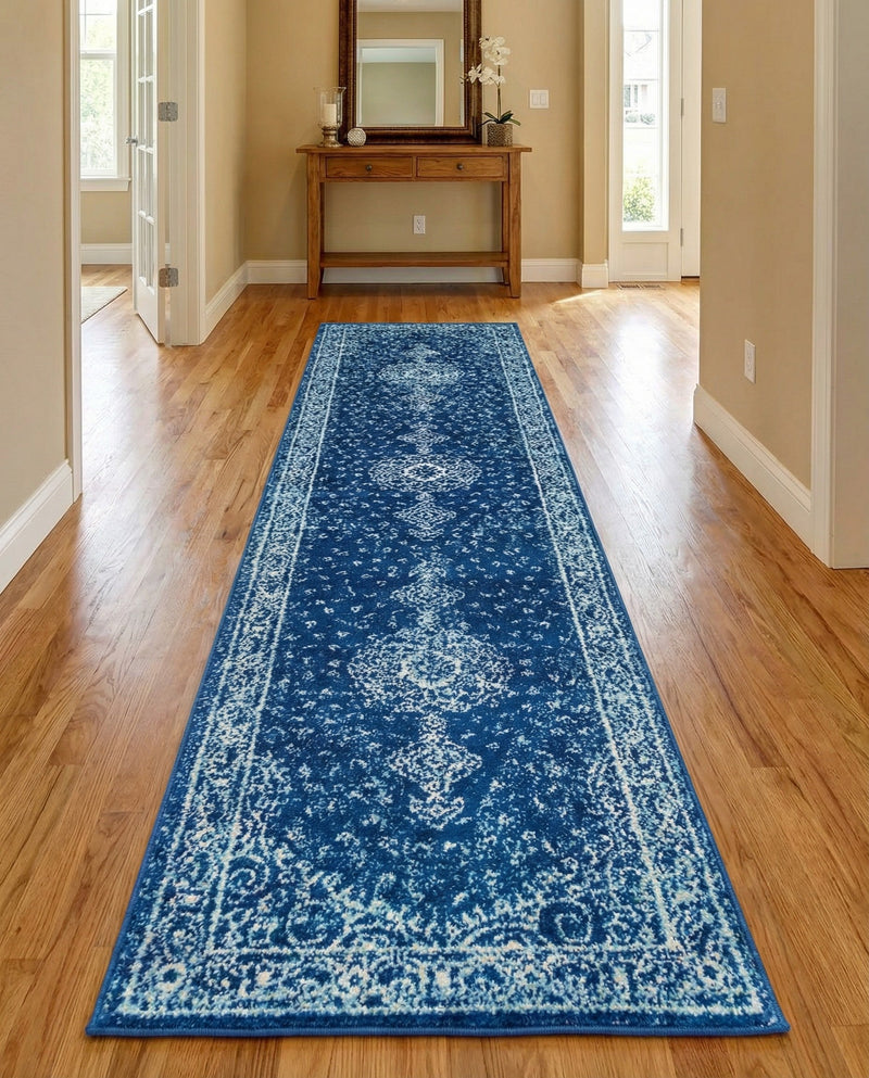 Dover Terrace Collection Area Rug - Marina (Navy Blue) Runner Navy Blue  lifestyle 44