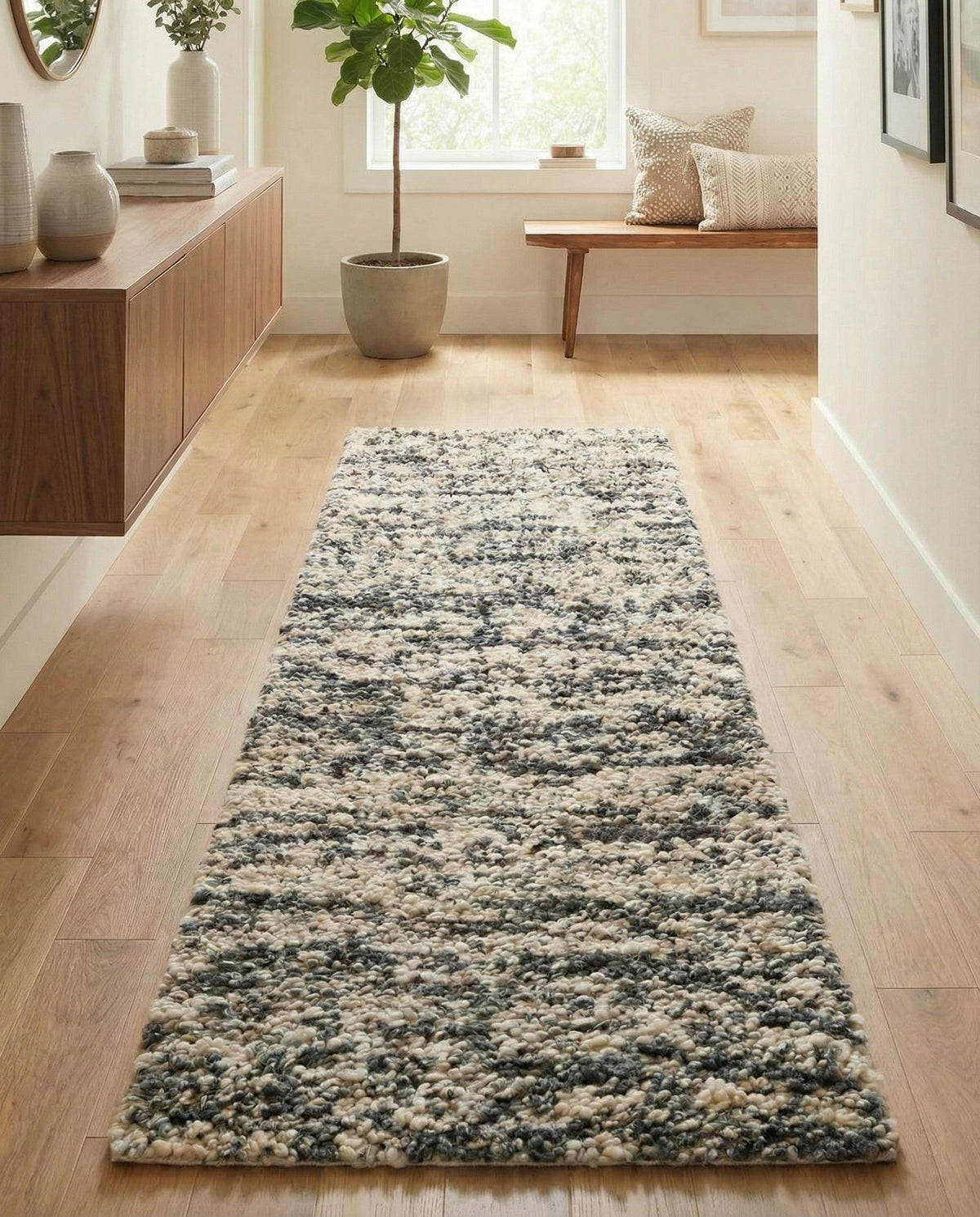 Wellington Luxe Shag Collection Area Rug - Kapiti Runner Salt and Pepper  lifestyle 195