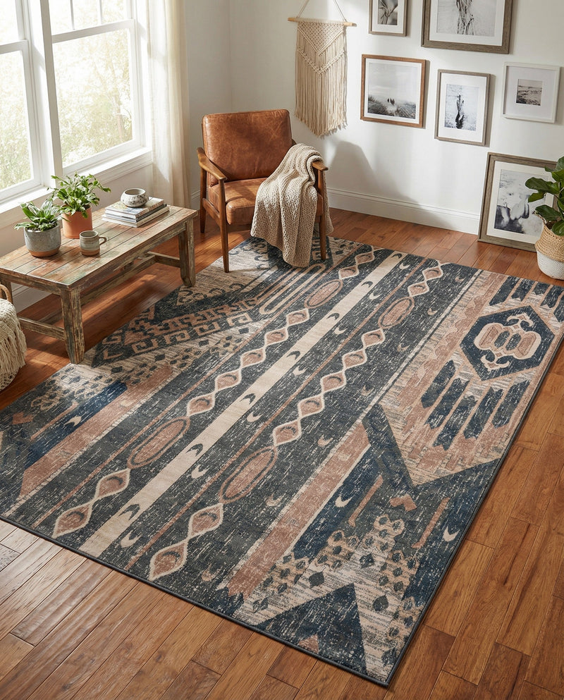 Cascade Range Collection Area Rug - Hood (Navy Blue) Rectangle Navy Blue  lifestyle 18