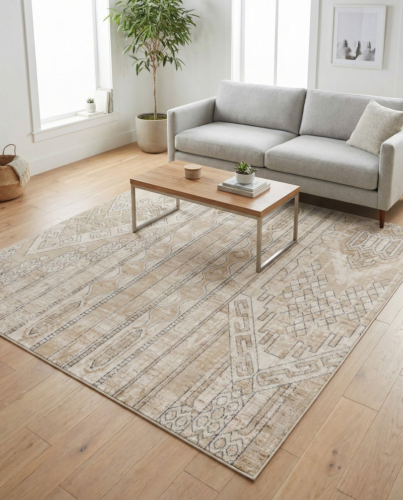 Cascade Range Collection Area Rug - Hood (Ivory) Square Ivory  lifestyle 70