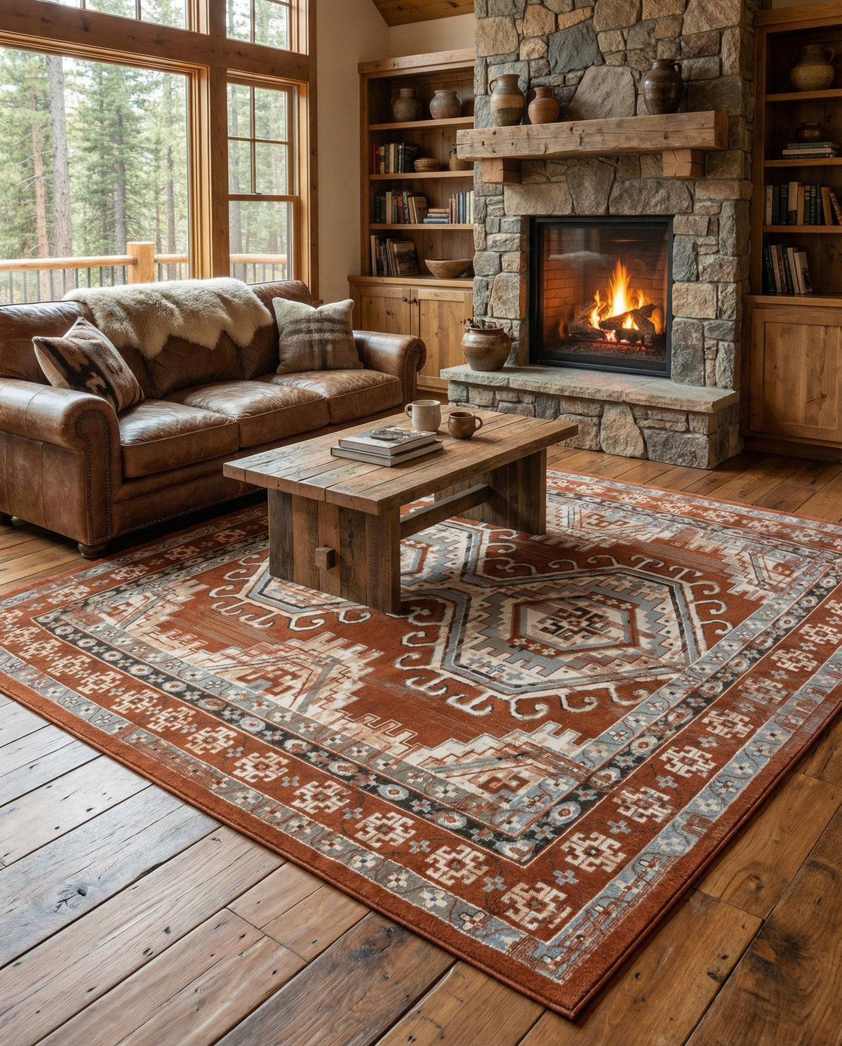 Savannah Elegance Collection Area Rug -  Tybee (Terracotta) Square Terracotta  lifestyle 122