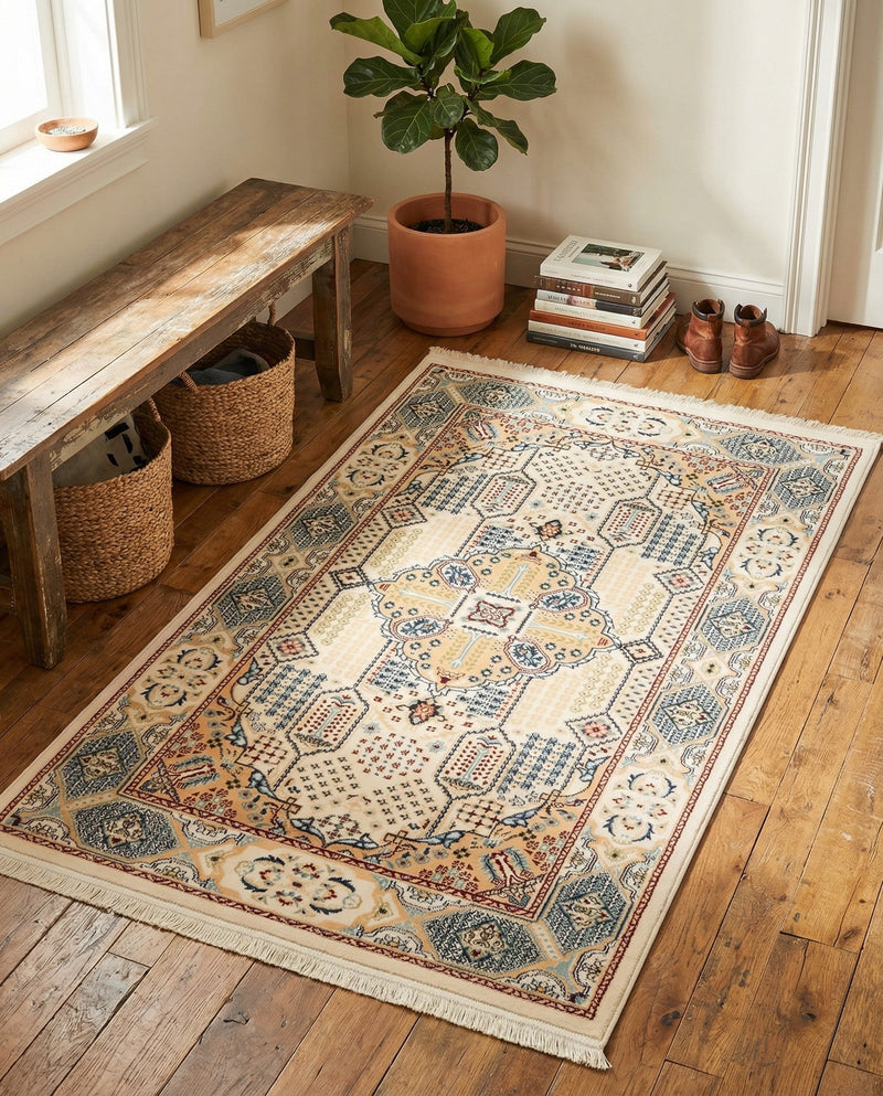 Persian Elegance Collection Area Rug -  Kashan Rectangle Ivory  lifestyle 10