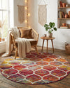 Trellis Mosaic Collection Area Rug -  Pergolatown (Multi) Round Multi  lifestyle 79