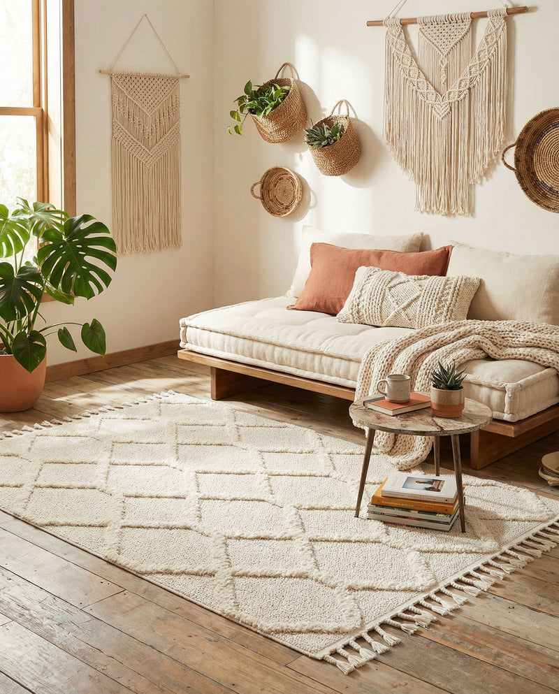 Sahara Chic Collection Area Rug -  Tuareg Rectangle Ivory  lifestyle 26