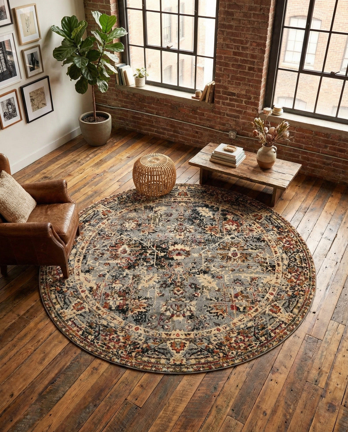 Neptune Elegance Collection Area Rug -  Galatea (Blue) Round Blue  lifestyle 27